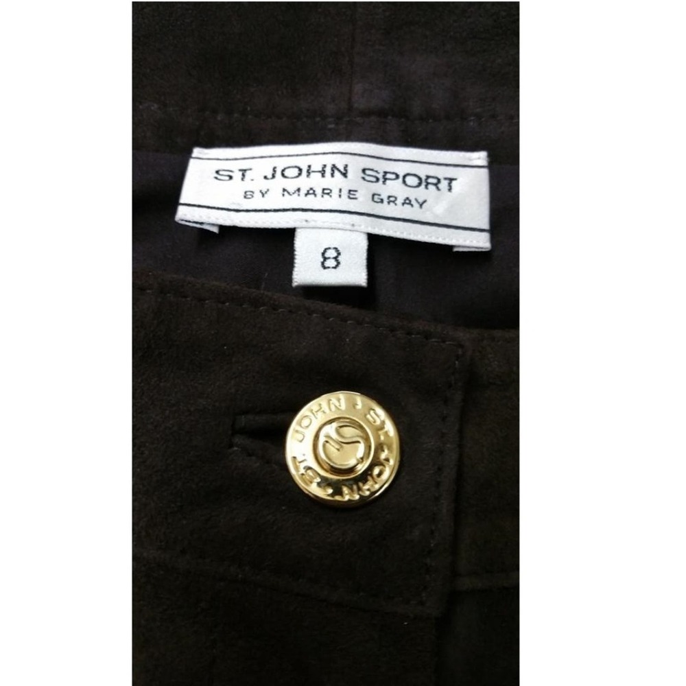 St. John Sport Dark Brown Suede Leather Pants 8 - Picture 6 of 6